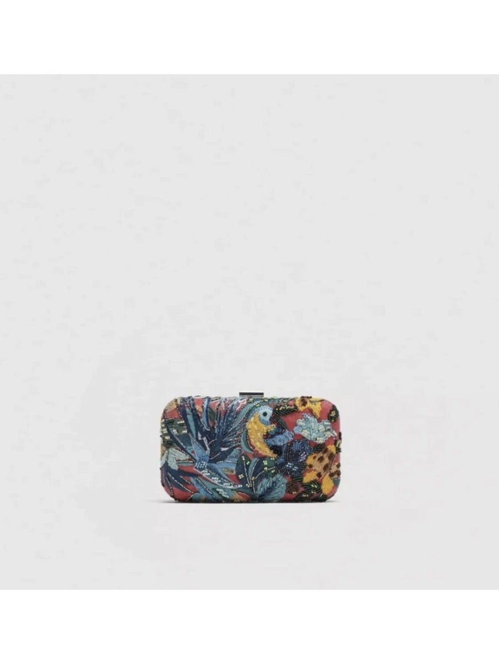 New with tags! Zara Embellished Tropical Parrot Print Clutch Bag